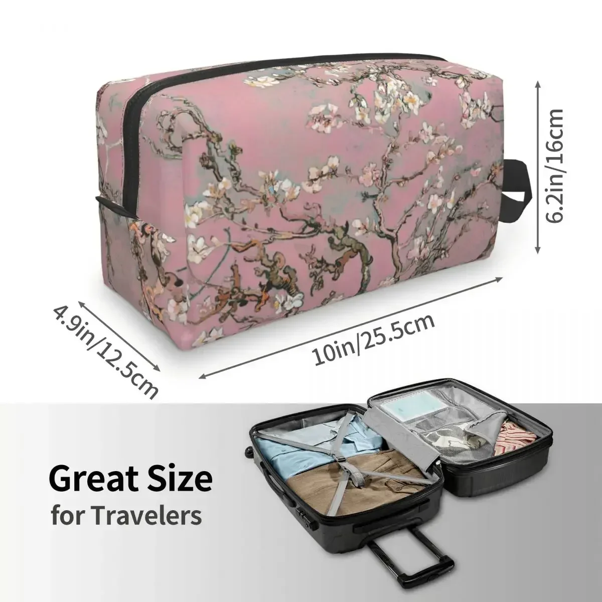 Almond Blossoms Makeup Bag Women Travel Cosmetic Organizer Cute Blossoming Almond Tree Storage Toiletry Bags