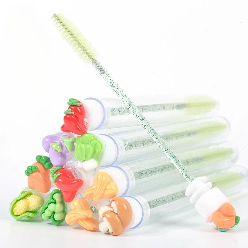 10PCS/Random Style Vegetable Tube Mascara Brush Women Mascara Brush Reusable Lash Brush Tube Spoolies Lash Extension Brushes