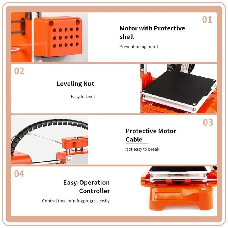 Compactly 3D Printing Machine Mini 3D Printer For Starters Compatible for 1.75mmPLA Filaments 1Keys Printing