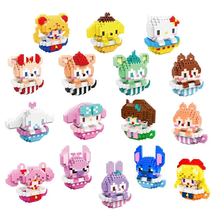 Magic Mini Blocks Cartoon Collection Bricks Micro Cup Anime Building Toy Juguetes Auction Figure Toy Kids Gift Girl Present 2100