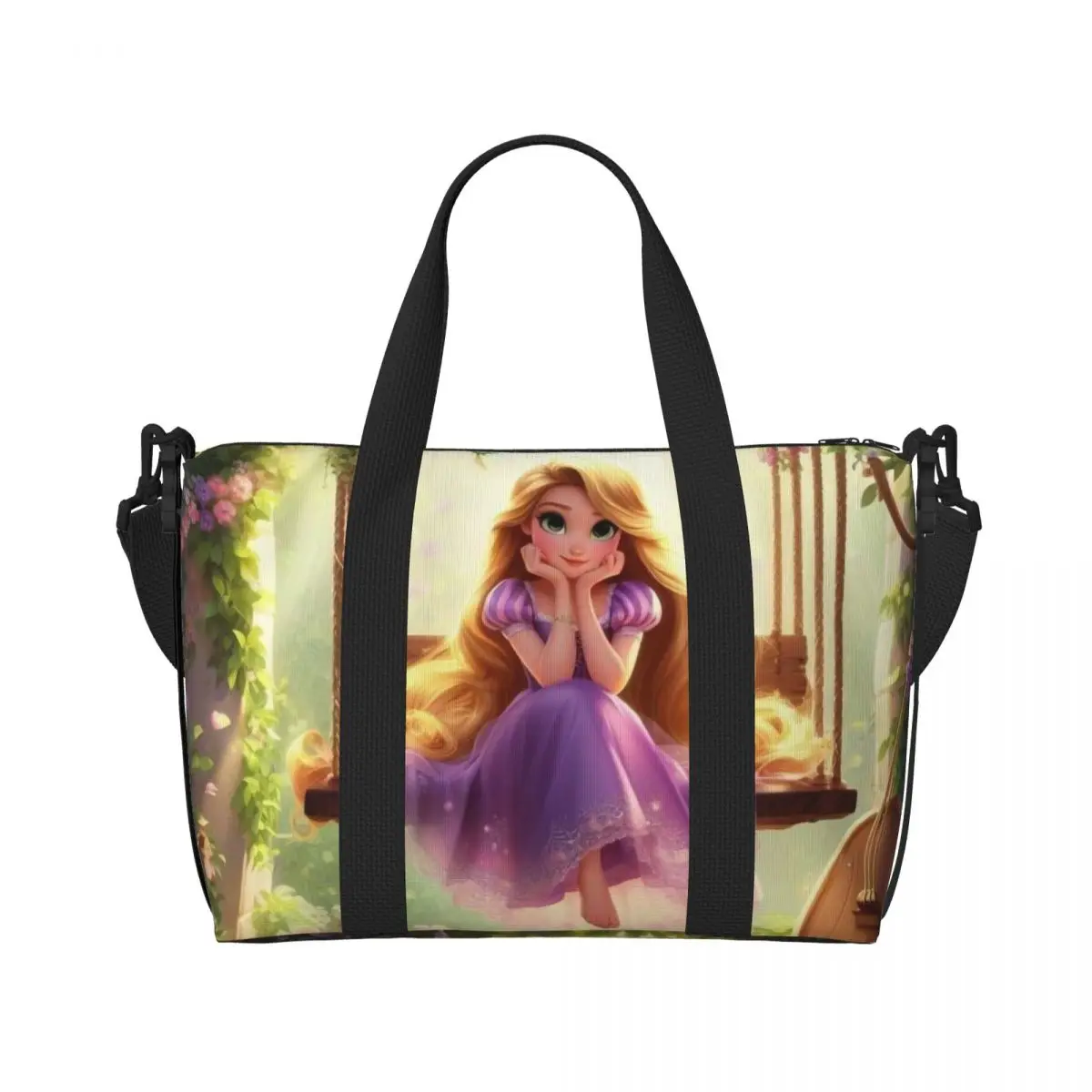 Custom Large Princess Wallpaper Cute Cartoon Tote Bag for Women Shopper Shoulder Gym Beach Travel Bag