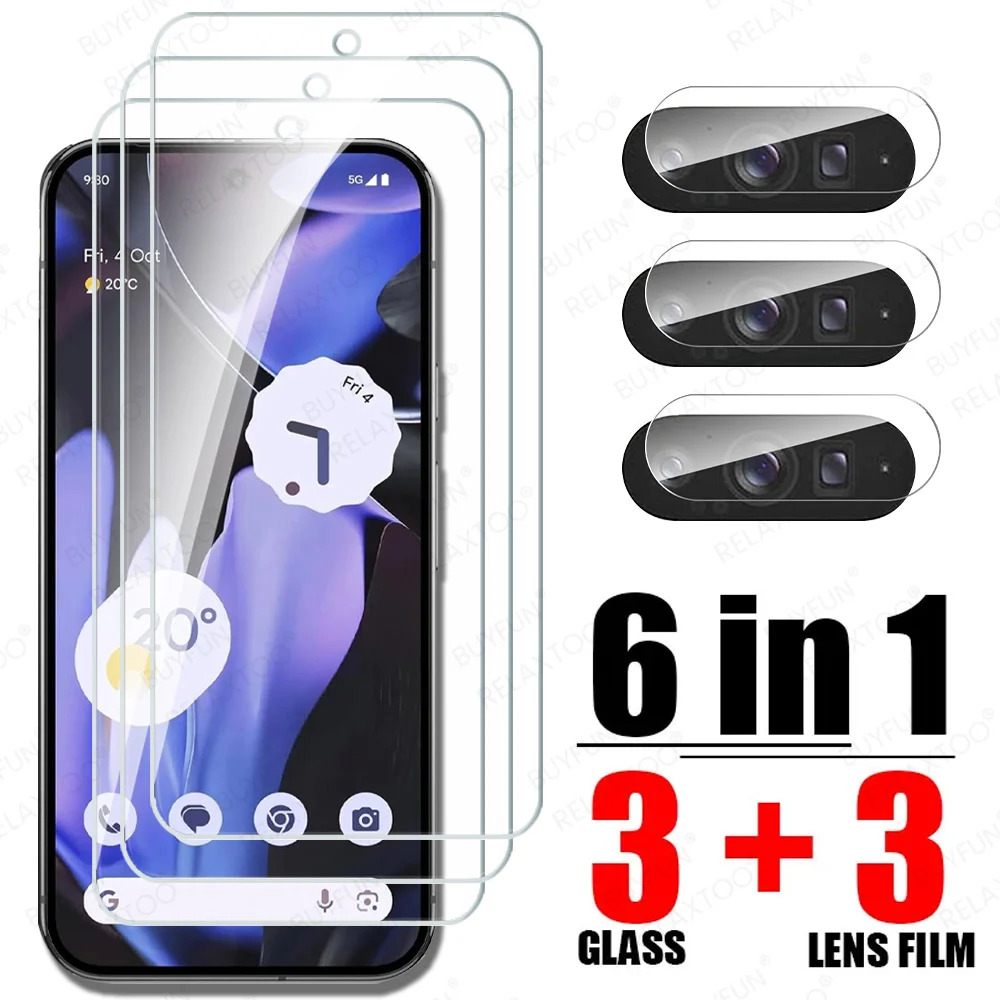 6 in 1 For Google Pixel 9 Pro XL Cristal Glas Pixel 8a 8 Pro Tempered Glass Google Pixel 7a 7 6a 6 5G Screen Protector Lens Film