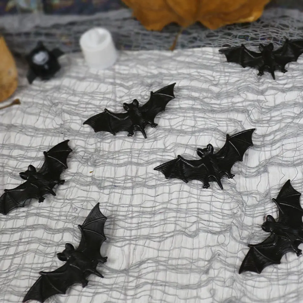 

12Pcs Realistic Plastic Bat Decor Halloween Party Supplies Spooky Prank Prop Decoration Home Bar Club Ornament