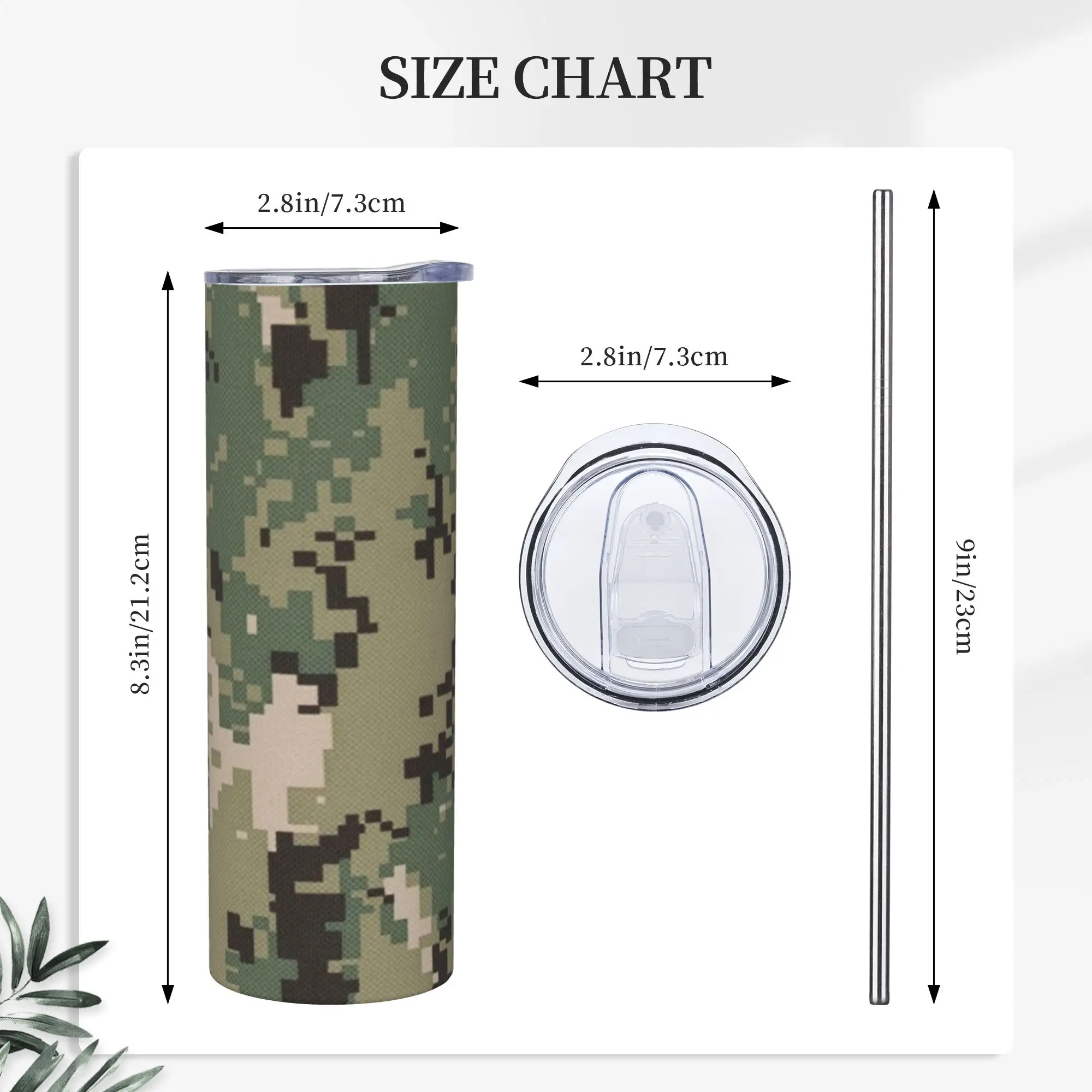 NWU Green Digital Camo Camouflage Insulated Tumbler With Lid Straw Tags Vacuum Thermal Cup Spill Proof Double Water Bottle 20oz - view 4