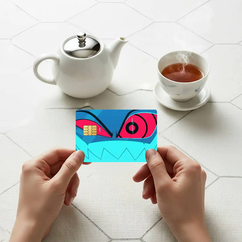 Cartoon H-Hazbin H-Hotel Credit Skin Cover Card Stickers 4PCS Film Bus Pass Front Decoration Bank Debit Waterproof