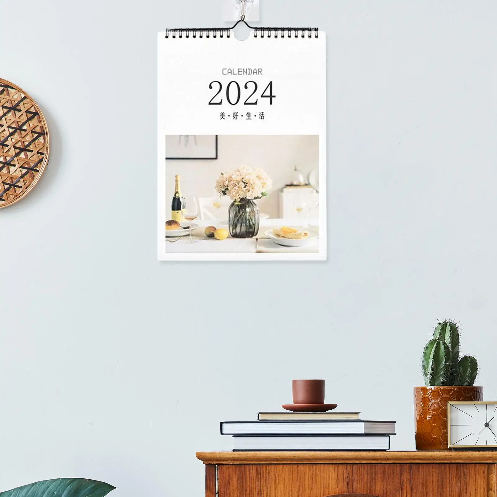 Coil Wandkalender mit Haken Ornamente Sept 2023-Dezember 2024 Monats kalender für Wohnzimmer Schule Schlafzimmer Urlaub Geschäft