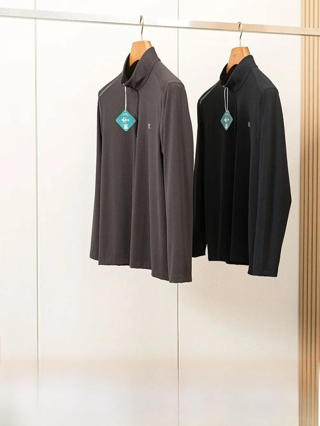 Self-Heating Zipper Half-High Collar Men's Base Shirt Terryl Bio-Based Technology Standard Fit Long Sleeve Casual Style