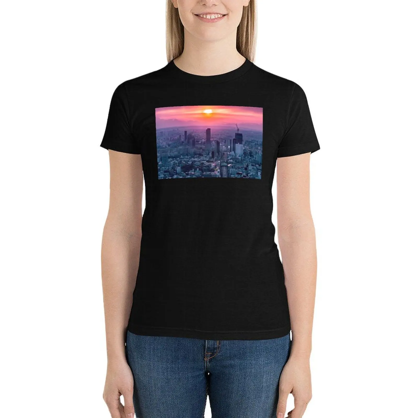Sunset over Tokyo T-Shirt animal print shirt for girls oversized korean fashion tops Woman T-shirts