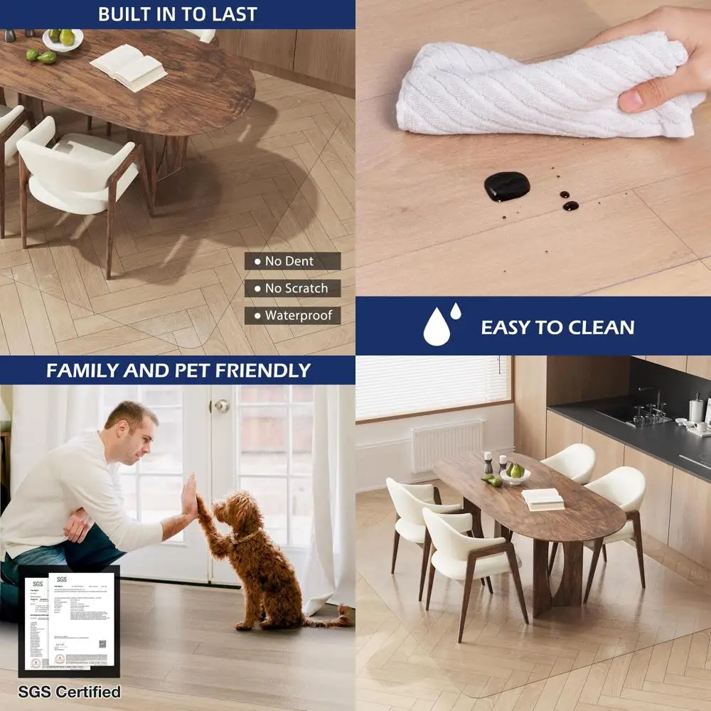 

Clear Vinyl 5'x7' Home Floor Mat, Waterproof Dining Rug, Non-Slip Living Room Protector