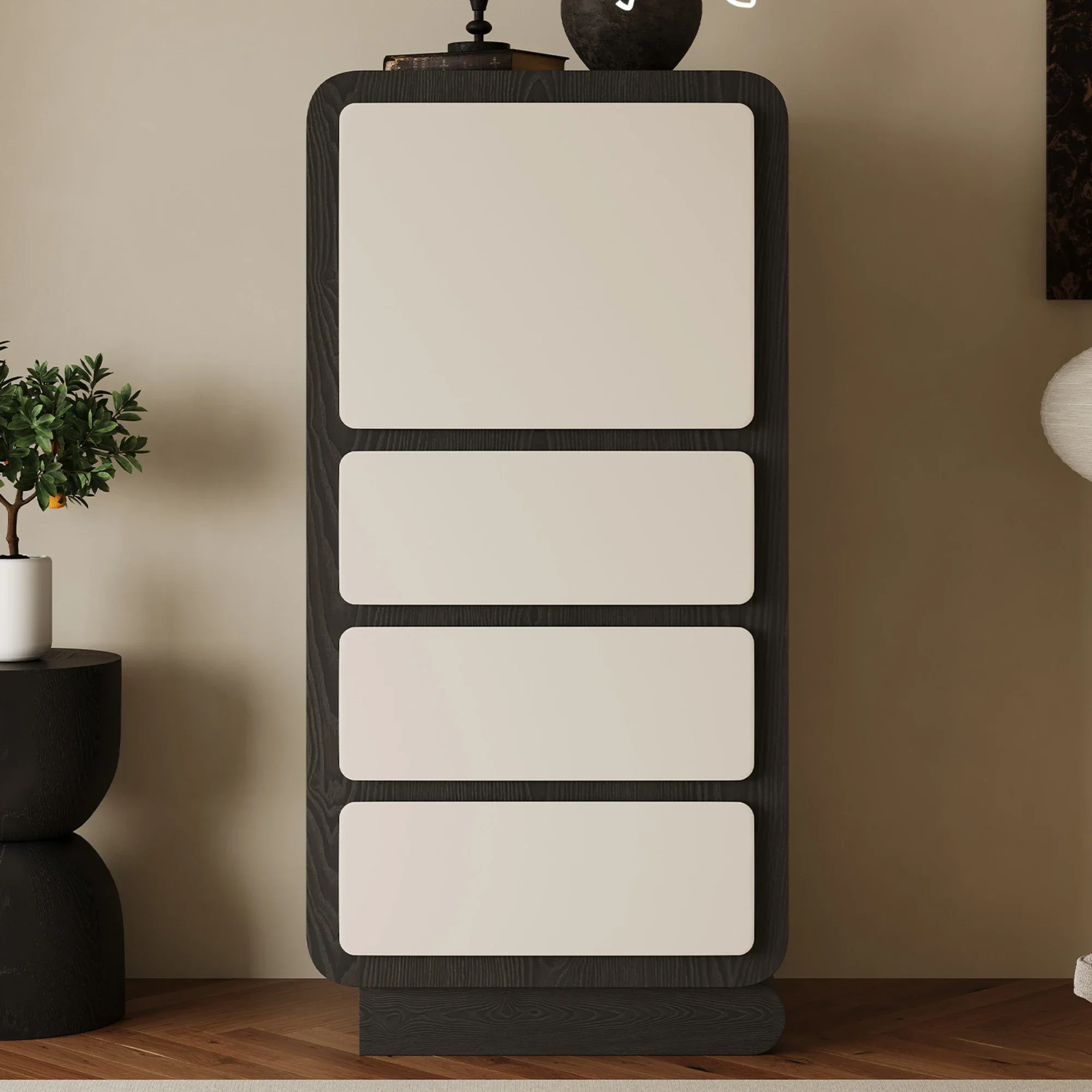 

Retro Solid Wood Chest of Drawers Living Room Art Wall Large Capacity Locker Bedroom