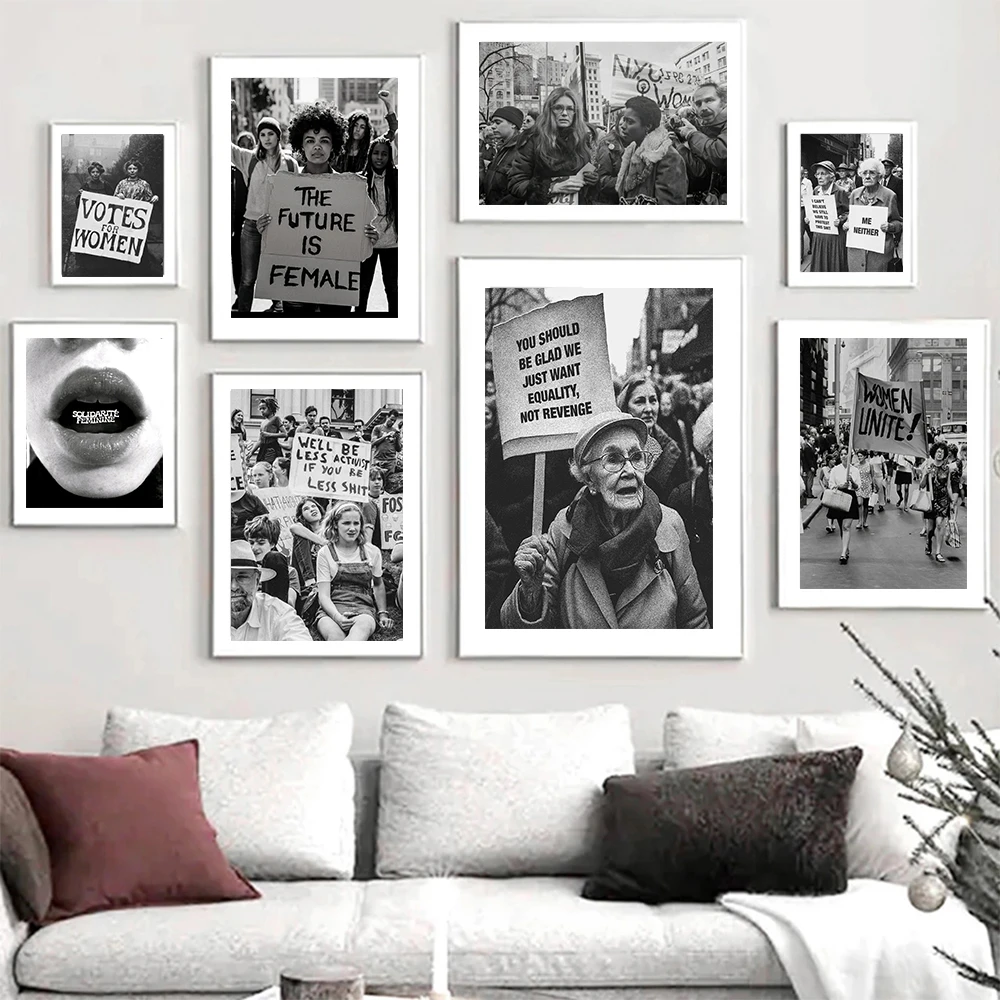 Women Rights Power Photograph Poster Feminist Art Canvas Painting Black White Print Wall Picture for Living Room Decor Mom Gift