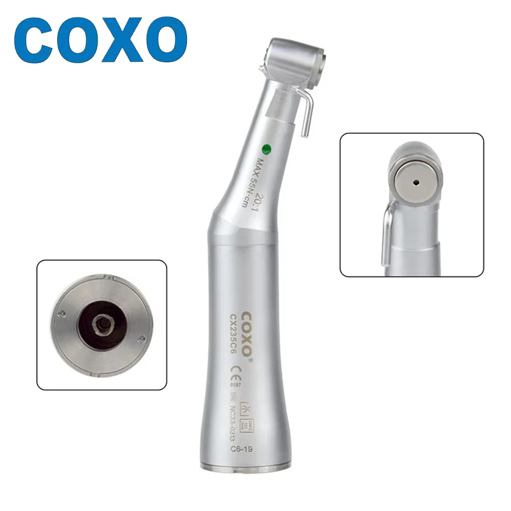 

COXO CX235 C6-19 Dental Supplies for Dentist 20:1 Contra Angle Handpiece Push Button Low Speed Compatible with All E-Type Motors