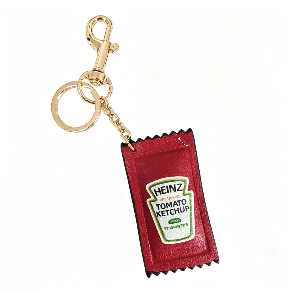 Lindo llavero con forma de botella de kétchup, colgante creativo de simulación de salsa de comida, amuleto para mujer, niña, bolso, coche, llavero, adorno, regalos