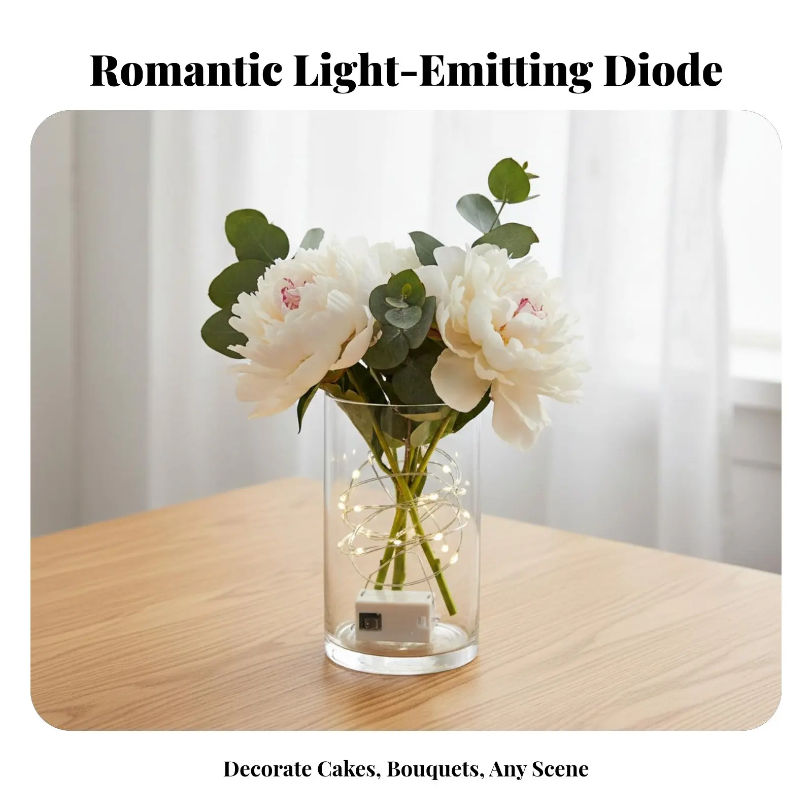 

Copper Wire LED Floral Lights, Cake Decoration Fairy Lights, Battery Operated, Warm Cream & Colorful, Manual Control