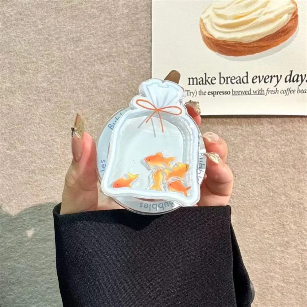 

Корейский прозрачный зыбучий песок с золотой рыбкой для Magsafe, магнитная подставка для телефона Griptok Grip Tok для IPhone 17, чехол для беспроводной зарядки, держатель