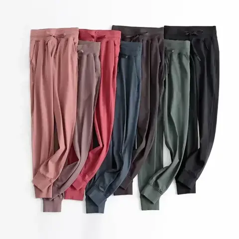 레몬 여성 요가 하이 웨이스트 트레이닝 조깅 스포츠 바지 Drawstring Elastic 4 방향 Elasticit 착용 스포츠 캐주얼 바지