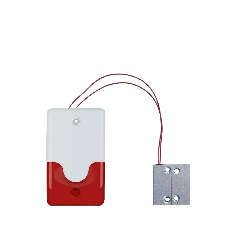 Wired Door Magnetic Alarm 100dB Sound Light Metal ABS Red For Fire Safety School Office Commercial Building Security Switch