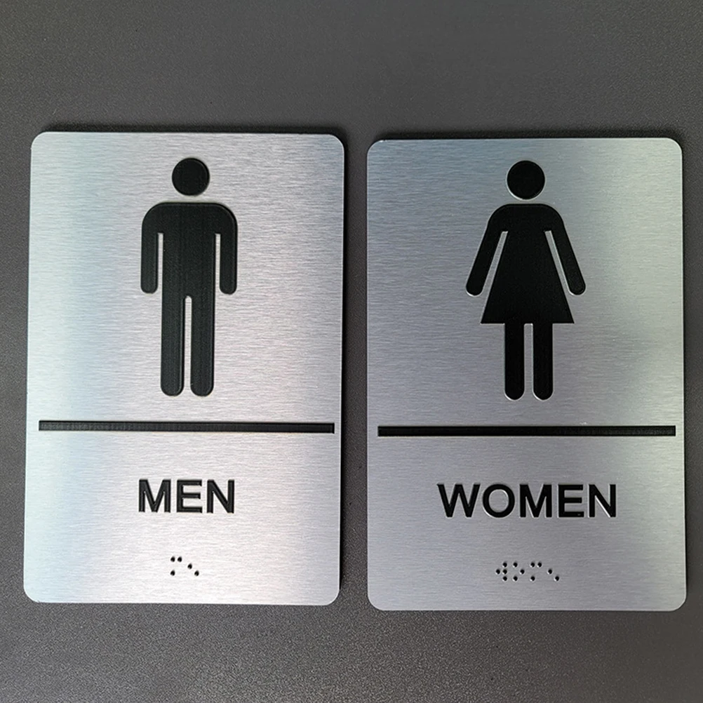 

1 set Bathroom Signs Raised Tactile Braille Waterproof for Doors Walls Mens Restrooms Commercial Spaces Room Sign