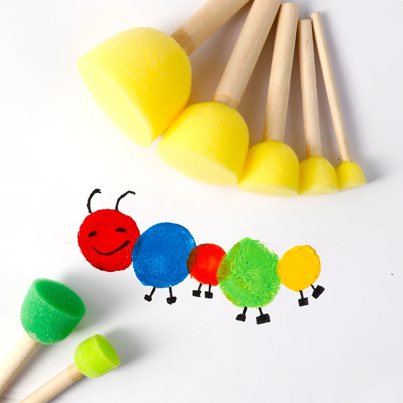 5pcs Children Drawing Toy Painting Sponge Mushroom Head Parent-child Interaction Brain-boosting Toys Soft Easy to Color TMZ