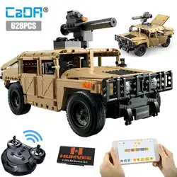 Cada 628pcs LED SUV Armored Buggy Trucks Pickup Bricks City Off-road Remote Control Car Building Blocks Toy for Boys Gifts