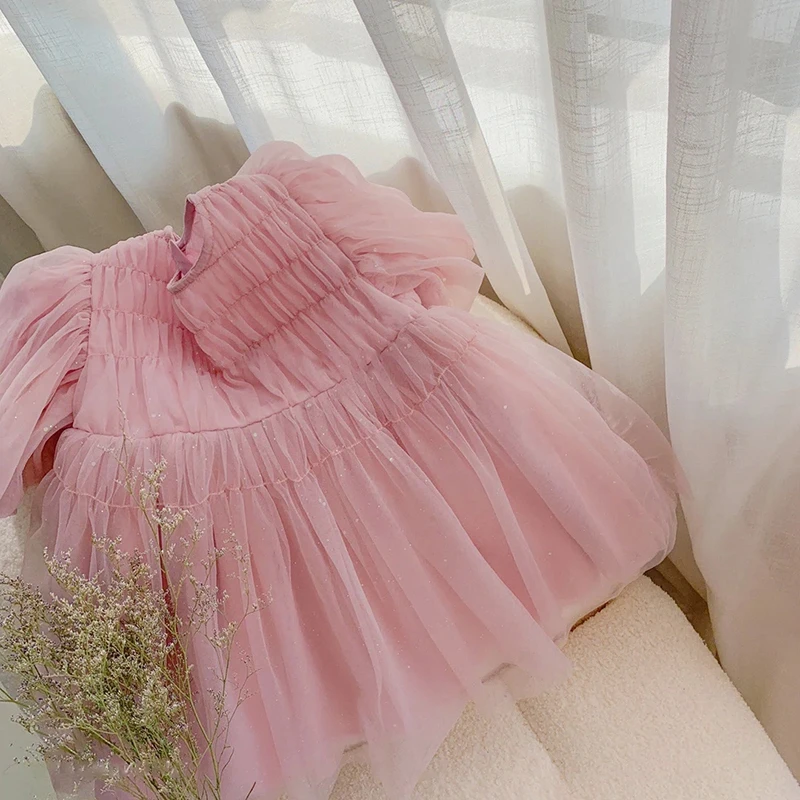 Girls Wedding Princess Dress Baby Kids Elegant Party Tutu Fluffy Prom Gown Children Mesh Clothes Evening Tulle Birthday Dresses