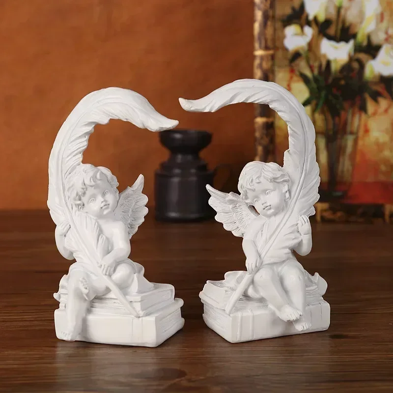 Romantic Feather Angel Resin Statue European Entrance Living Room Bedroom Desktop Dining Table Home Crafts Decorative Ornament