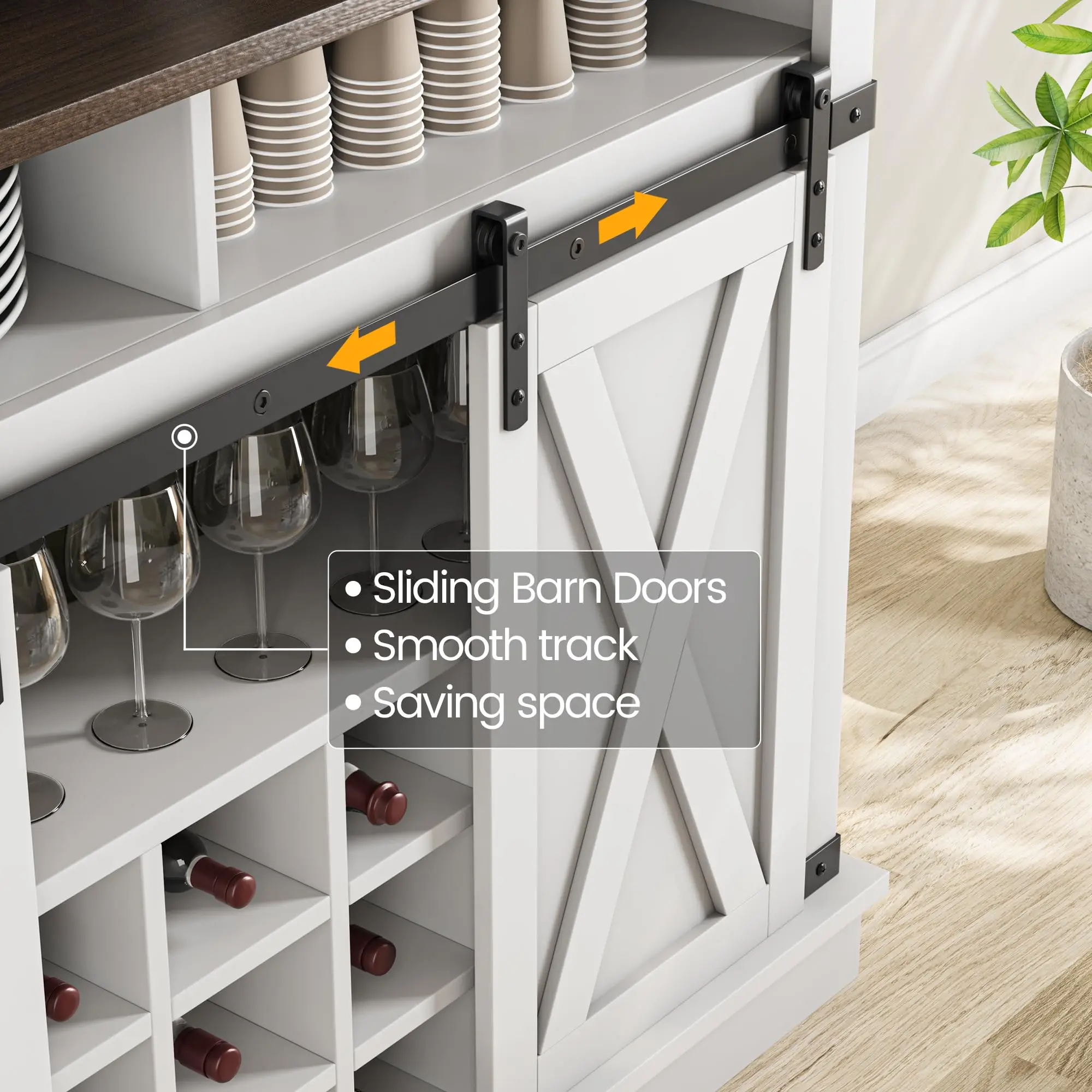 Armoire de Bar 75 pouces de haut, grande cuisine, armoire de Bar à café de ferme avec porte coulissante de grange