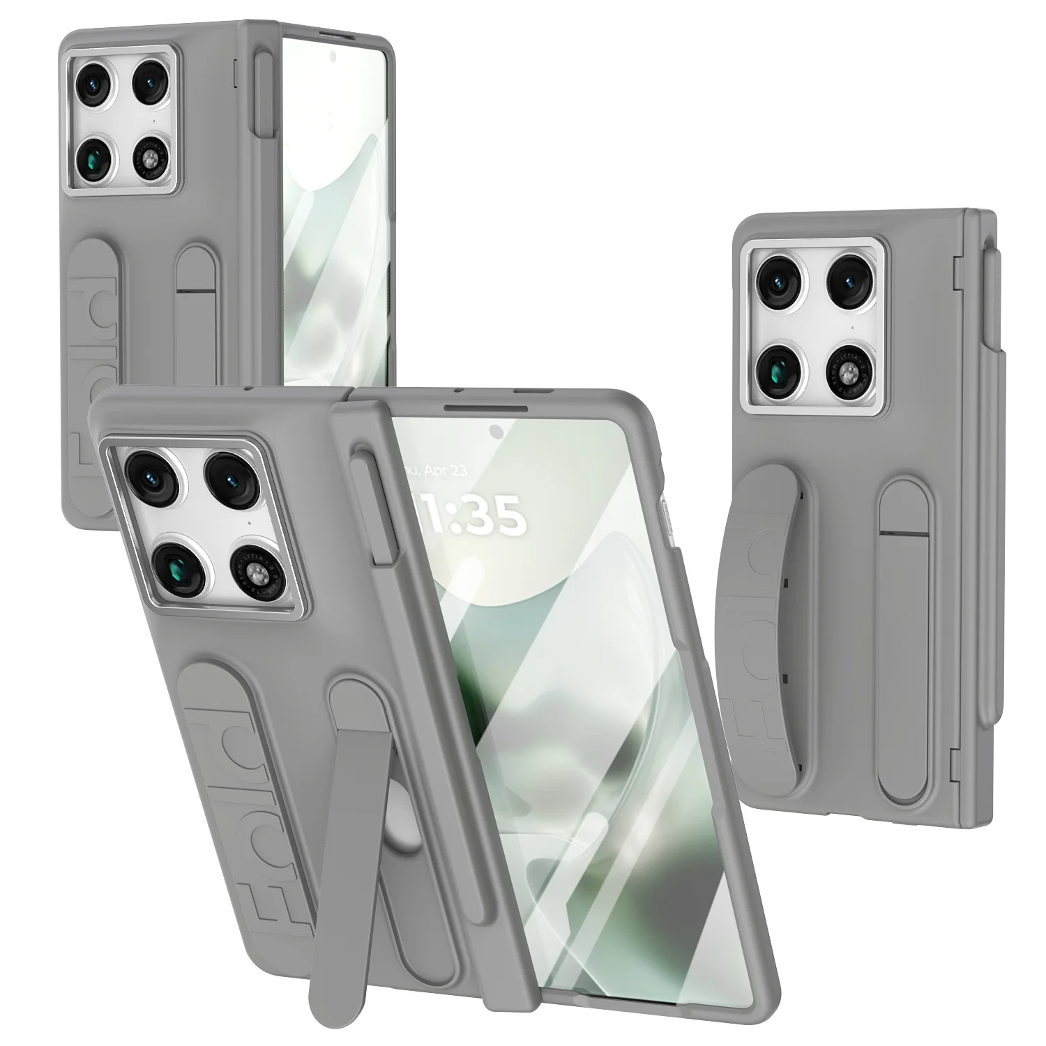 Funda con bisagra para Motorola Razr Fold, con ranura para lápiz, soporte de muñeca, pie de apoyo, protector de pantalla frontal de cristal, cubierta para teléfono