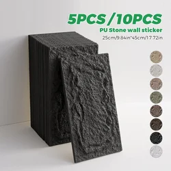 5/10 Pieces 25X45Cm Sxp Pu Imitation Stone Brick 3D Wall Panels Wall Stickers 10mm Thickened Version Simulated Stone Slabs Cultural Stone Tiles Self-Adhesive for Indoor and Outdoor Use