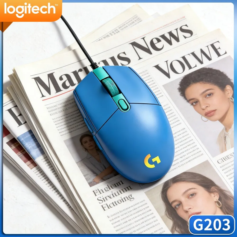 Logitech G203 Wired Gaming Mouse Adjustable Dpi Colorful Rgb Comfy Ergonomic Grip For Home And Computer Office Work