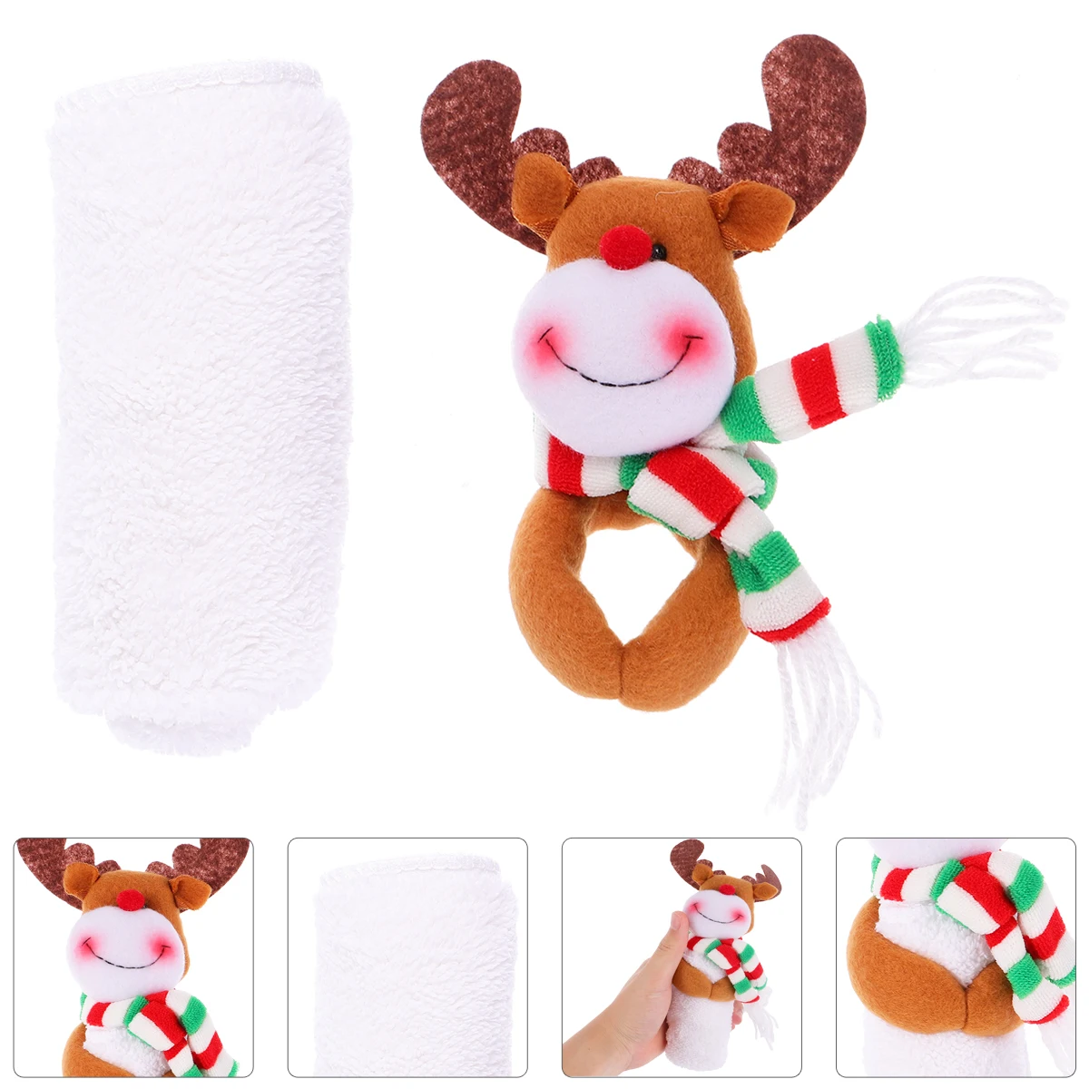 

1pc Creative Christmas Deer Decorative Towel High Color Fastness Fine Needlework Easy Clean Lovely Gift For Family Friends Home