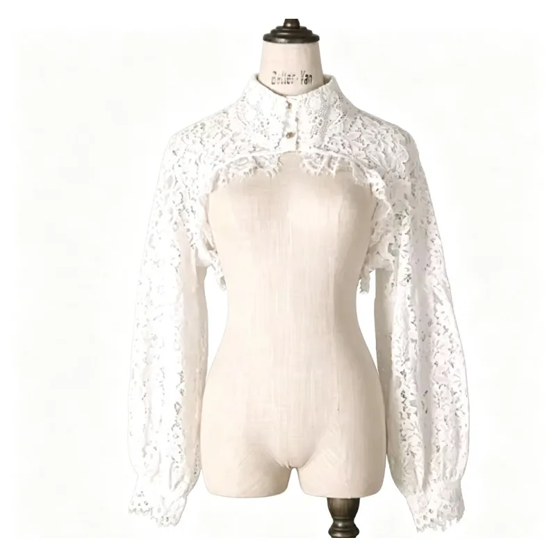 Lace Hollow Shrug Ruffles Collar Floral Bolero Capelet Cape Tops  False Collar Cardigan Crop Tops