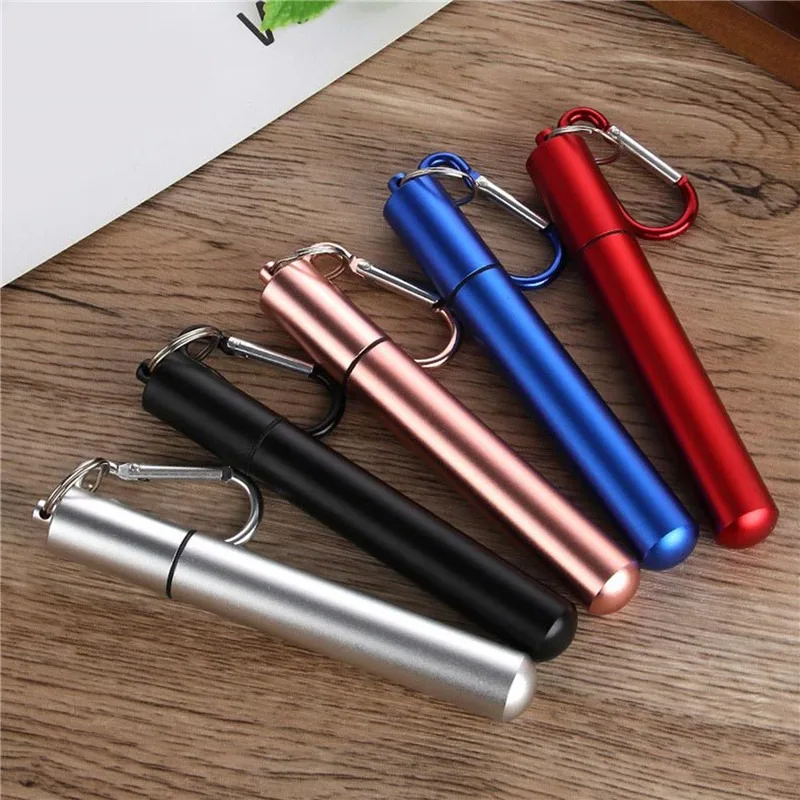 Reusable Telescopic Straw Stainless Steel Metal Straw With Cleaning Brush Portable Drinking Straw Set For Travel With Case