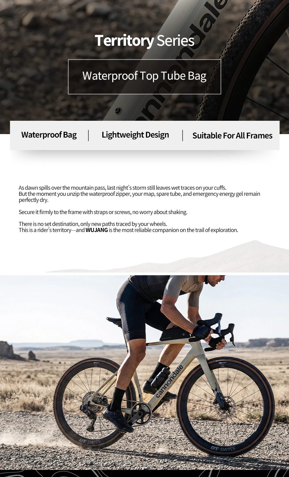 Rhinowalk Fahrradrahmentasche Wasserdicht 1L Oberrohr-Packtasche Satteltasche Schraub- oder Gurthalterung Passend für MTB Rennrad Bikepacking – Detail 2
