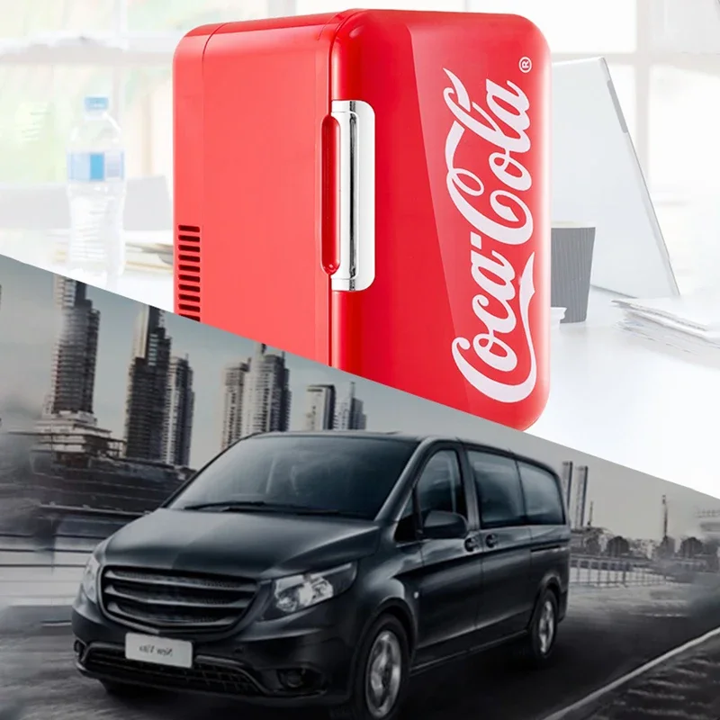 6L Mini Refrigerator Coca-Cola Multifunction Cosmetic Dormitory Warmer Cooler Fridge for Home Car Small Portable Fridge 12V/220V