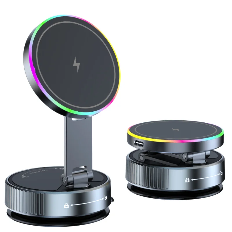 15W vacuümzuiging magnetische draadloze oplader autotelefoonhouder 360 graden draaibaar compatibel met smartphones voor iPhone