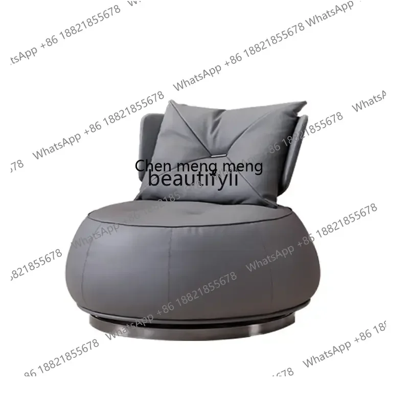 cc182R11 Nordic Single-Seat Sofa Chair Modern Chic Style 360 ° Rotating Cushion Leather Lounge Chair Chair First Layer Cowhide