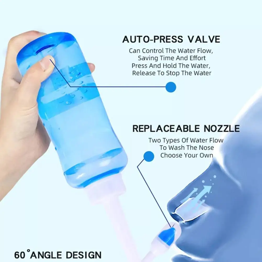 300ML Nose Wash Cleaner Nasal Irrigator Rinse Bottle Avoid Allergic Rhinitis Adults Children Physiological Saline Neti Pot - view 2