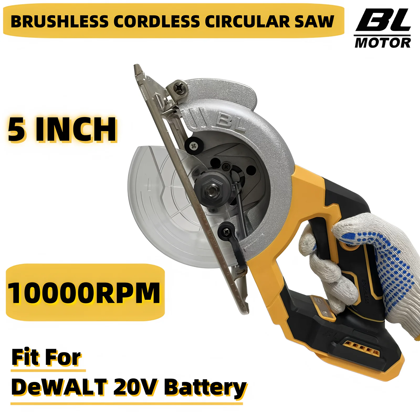 

5 Inch Brushless Electric Circular Saw External Rotor Cordless High Power Cutting Woodworking Power Tool For DeWALT 20V Battery