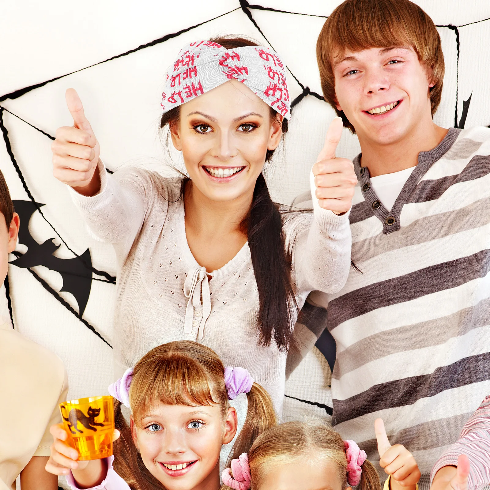 عصابة رأس مرنة مطبوعة مخيفة للهالوين، أربطة شعر واسعة غير قابلة للانزلاق للحفلات التنكرية، عصابة رأس للهالوين #1