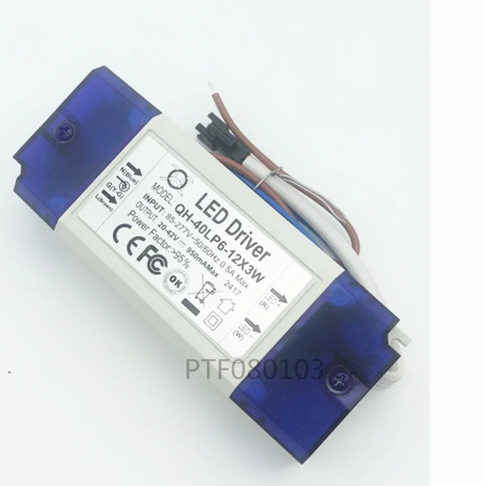 1pcs Driver Input 85-265V Output DC20-42V 600MA for 6-12X 3W High Power LED Chip F 6-12pcs 3w led chip
