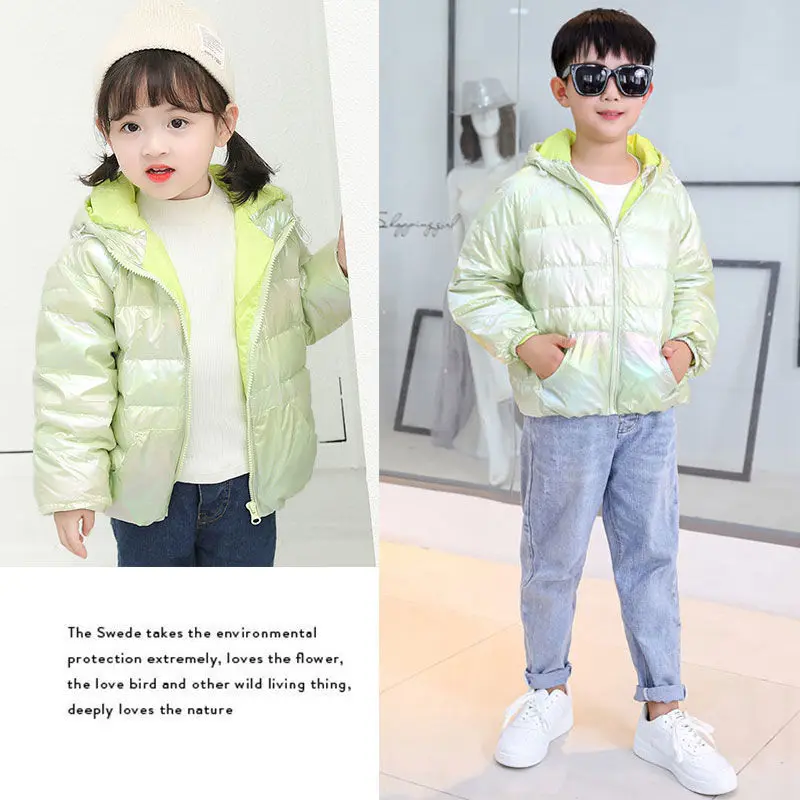 

Baby White Duck Down Jacket Girls 1-7 Years Old Light and Thin Children's Boys Spring Bright Face Wash-free Hooded Coat Clothes2