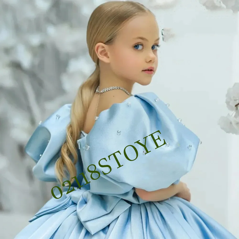 Affascinante Scoop Flower Girls abiti con perline per Baby Tutu Satin Modern Christmas Gowns 2023 Summer New