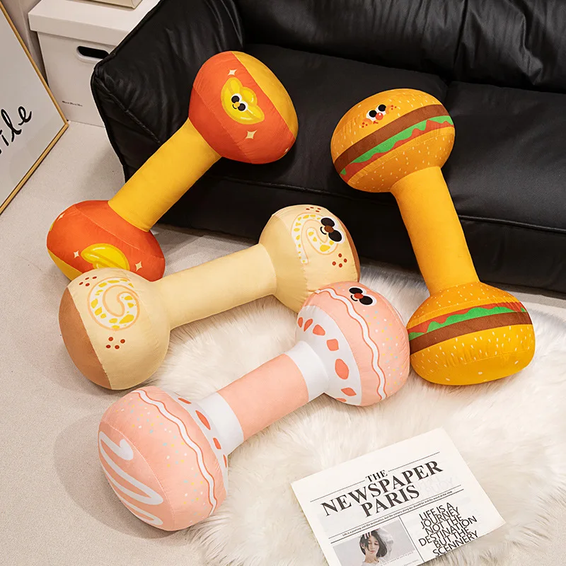 

Kawaii Bread Hamburg Shaped Dumbbell Kettlebell Plush Toys Cozy Cartoon Fitness Equipment Throw Pillow Creative Home Decor