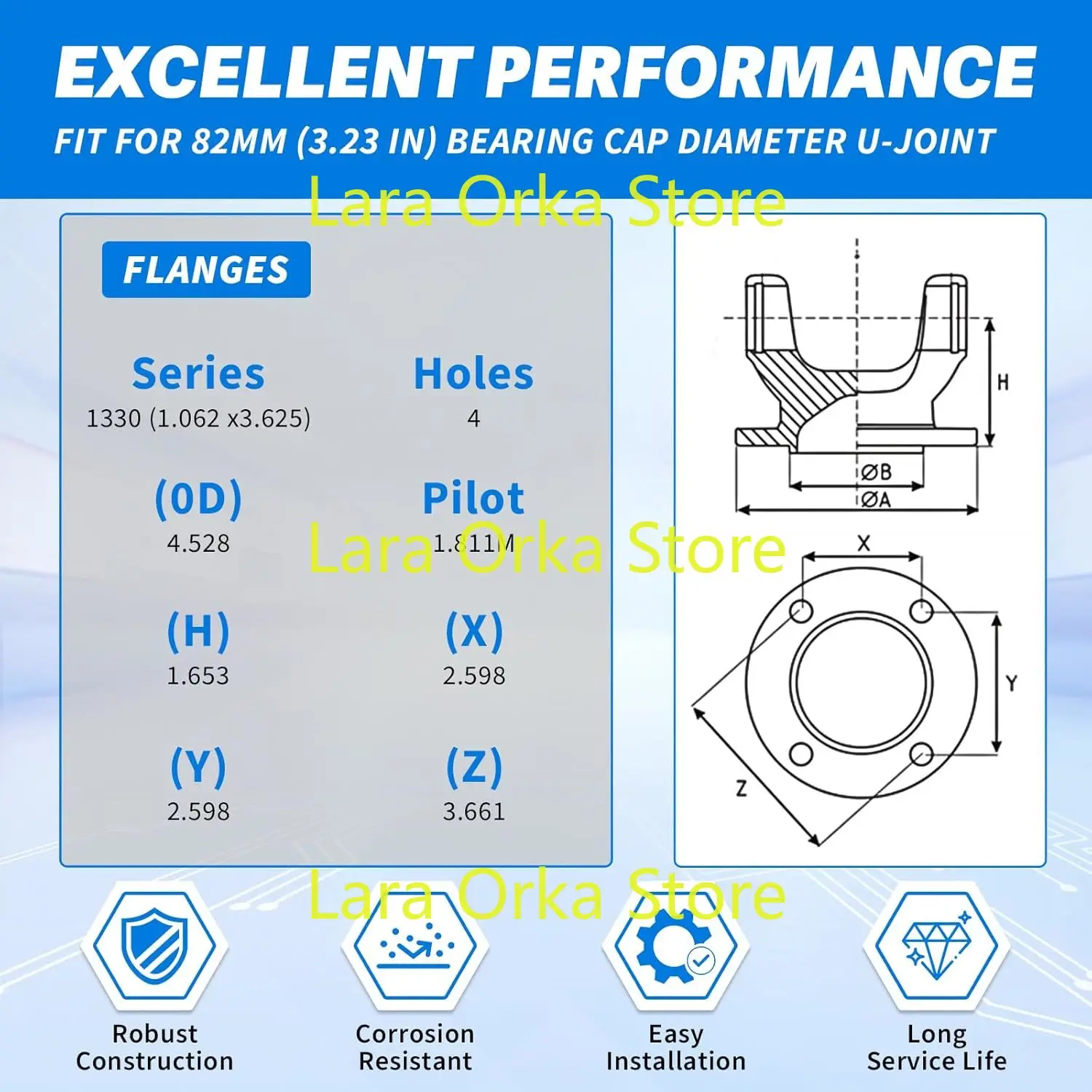2-2-01904 شفة عمود الإدارة الخلفي متوافقة مع 2005-2015 تويوتا تاكوما 2WD، 2005-2015 تويوتا هايلكس 2WD، بديل 5001905
