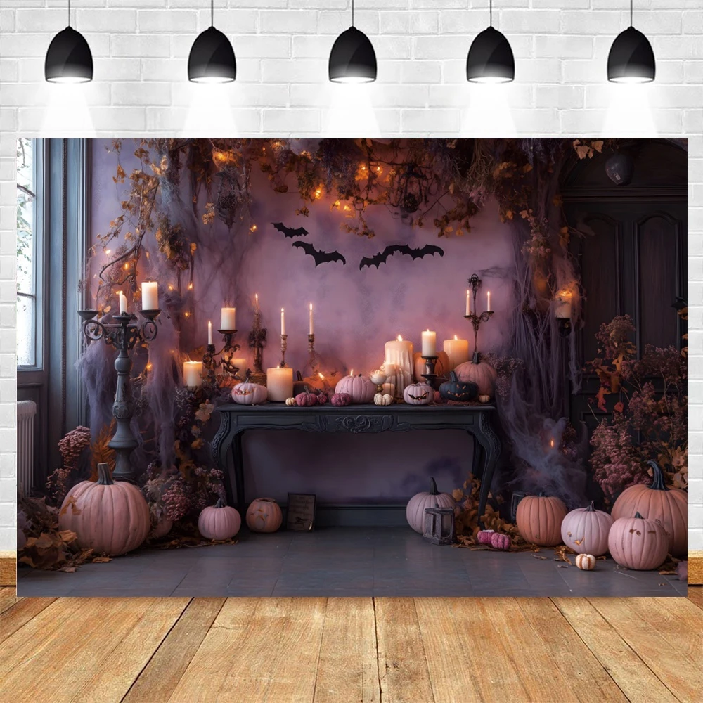 Fondo de pared Interior rosa para fotografía de Halloween, pared de palacio de Castillo, puerta de madera, retrato de niños, accesorios de fotozona
