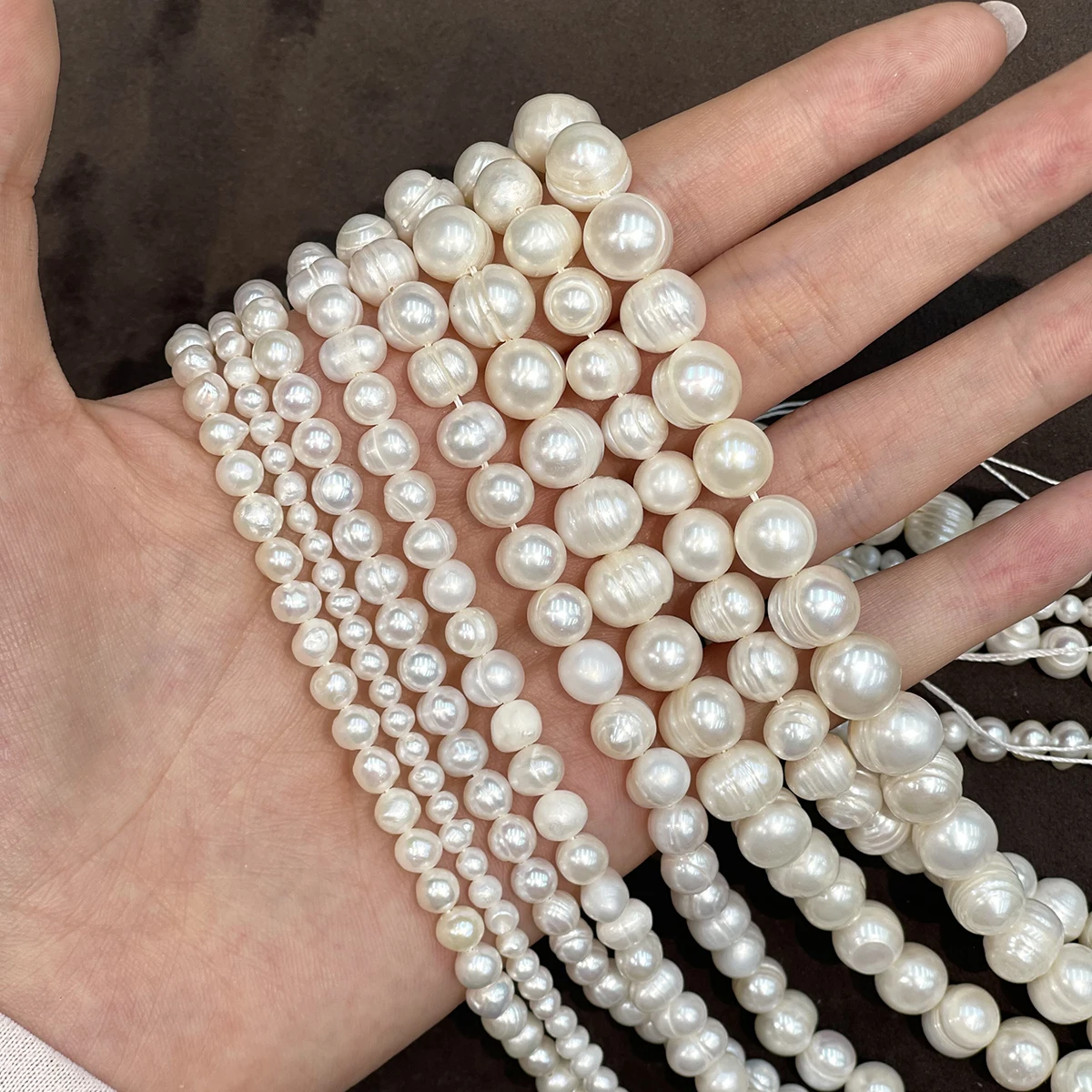 2/3/4/5/6/7/8/9/10mm Near-Round Natural Freshwater Pearl Strings Necklace Semi-Finished Materials DIY Jewelry Accessories  Gift