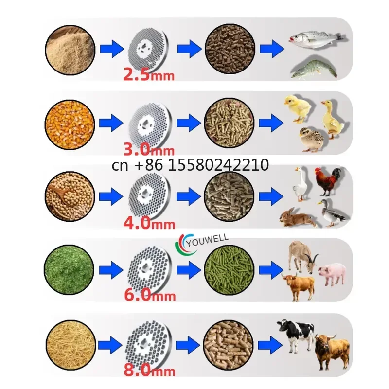 2026 hot for Youwell High Feed Pellet Machine Pure Copper Motor Customizable Pellet Size for Small Farm Home Breeding 220V