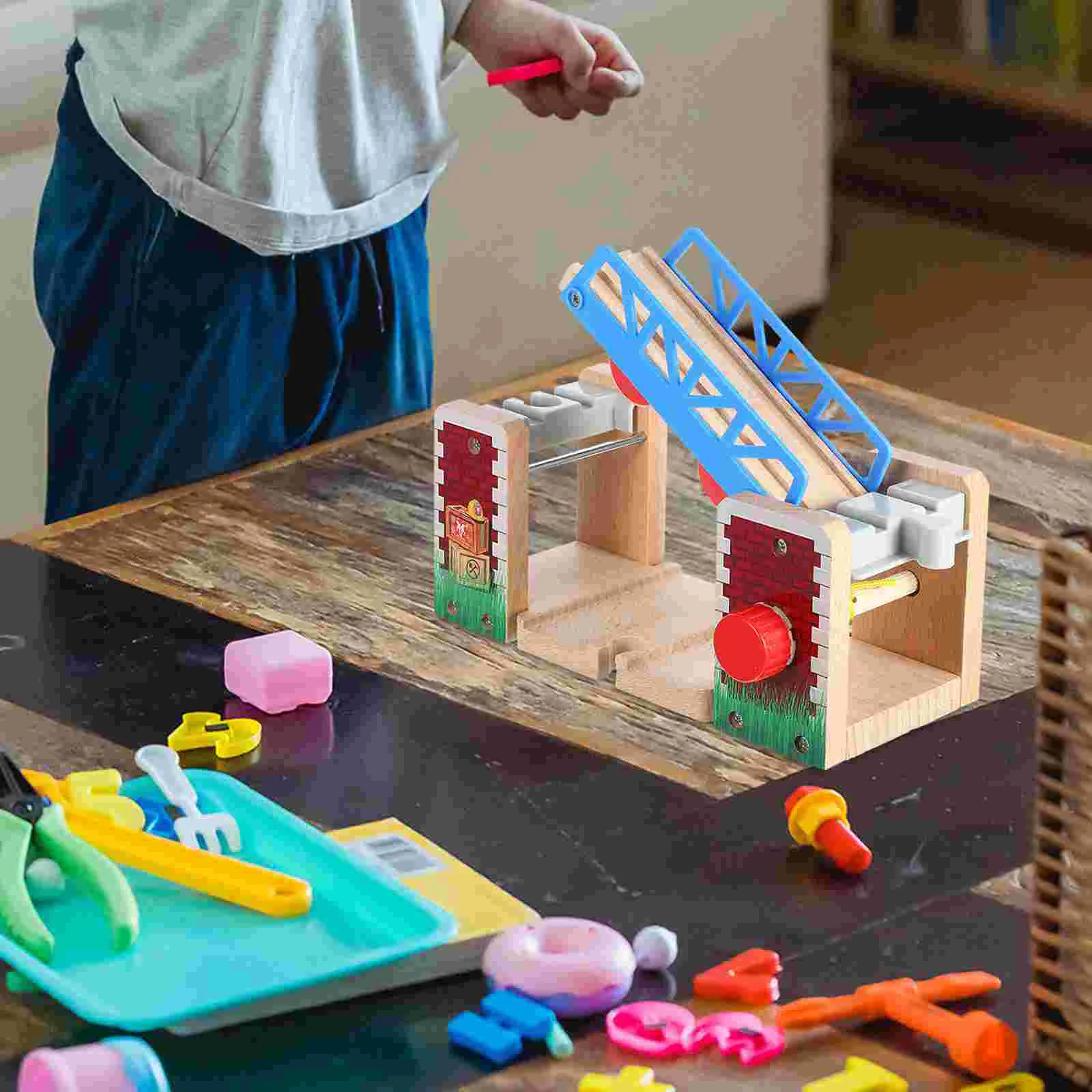 Treinspooraccessoires Hefbrug Speelgoed Houten educatief speelgoed Spoorwegscène Prop Kinderen Draagbaar voor