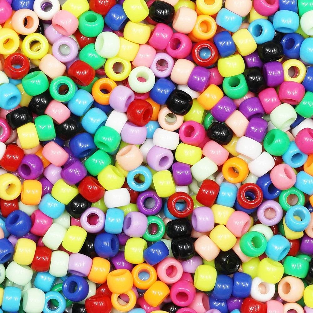 Zestaw wielokolorowych koralików Pony 1000 sztuk Plastikowe koraliki Pony Koraliki Kandi do tworzenia bransoletek Koraliki do włosów do warkoczy Akcesoria do włosów